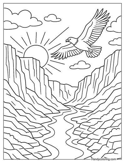 Grand Canyon View Coloring Page