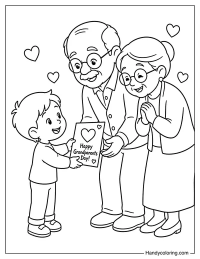 Grandchild Giving Grandparents a Handmade Card