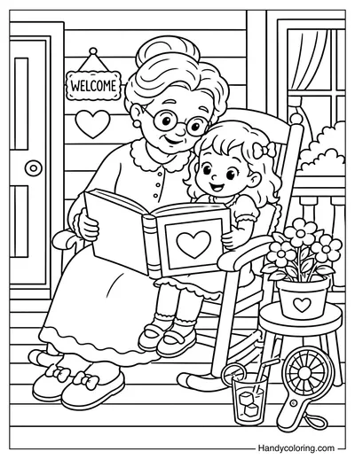 Grandma and Child Porch Reading