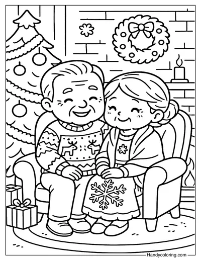 Grandparents Christmas Evening Coloring Page