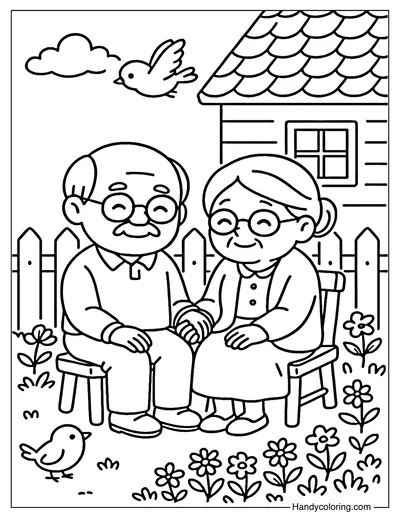 Grandparents Fence Coloring Page