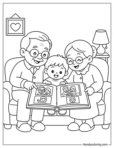 Grandparents Looking at Family Photo Album