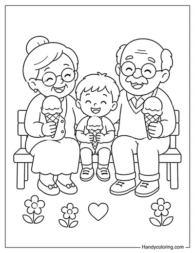 Grandparents Sharing Ice Cream with Grandchild