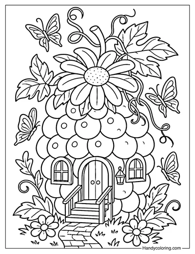 Grape Cluster House Coloring Page
