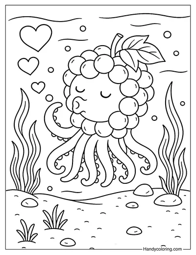 Grape Octopus Coloring Page