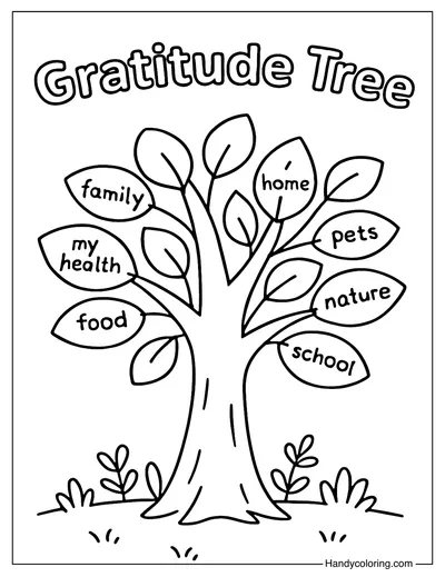 Gratitude Tree Coloring Page