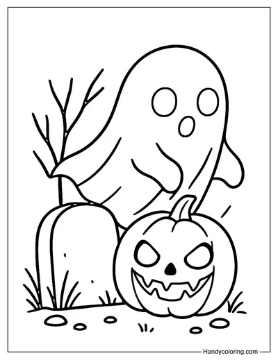 Graveyard Ghost Coloring Page