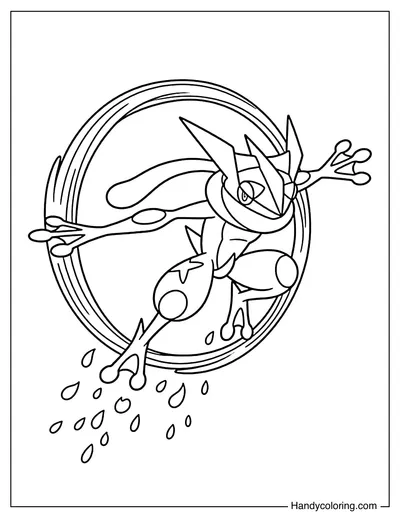 Greninja Jumping Through a Water Ring