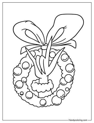 Grinch Hand Holding Ornament Wreath Coloring Page