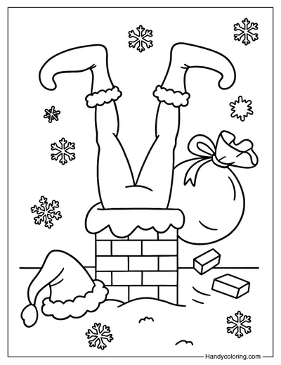 Grinch in Chimney Coloring Page
