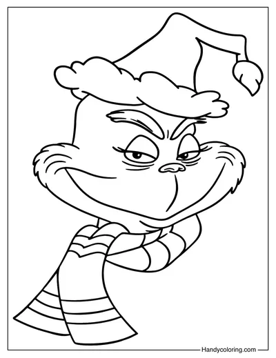 Grinch in Santa Hat Coloring Page