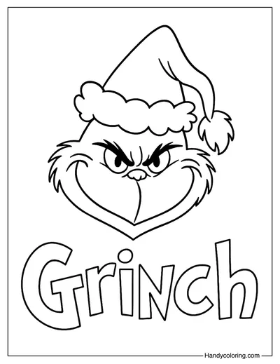 Grinch with Santa Hat Coloring Page