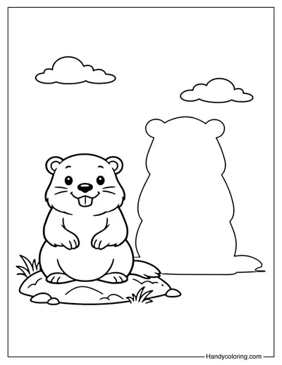 Groundhog and His Shadow Coloring Page