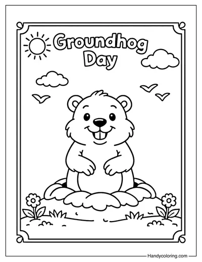 Groundhog Day Coloring Page Printable