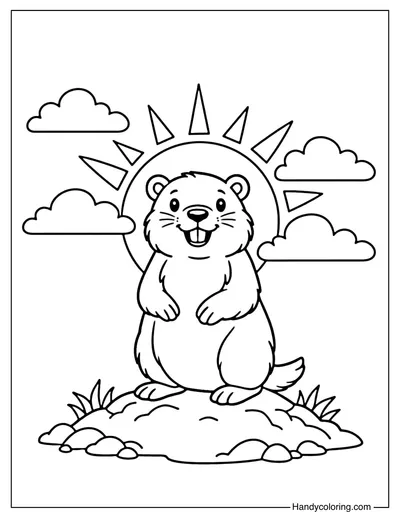 Groundhog on a Hill Coloring Page