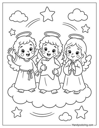 Group of Three Happy Angels