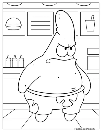 Grumpy Patrick Coloring Page