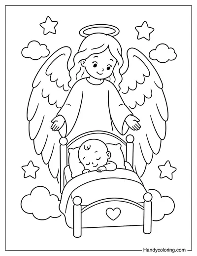Guardian Angel Watching Over a Sleeping Child