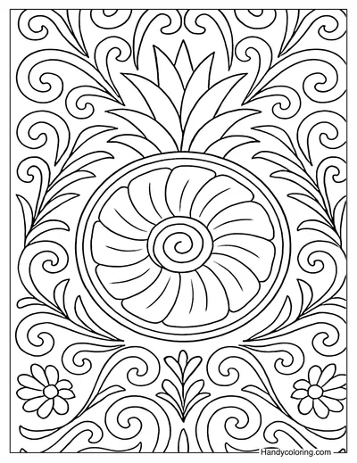 Half-Sliced Pineapple Art Coloring Page