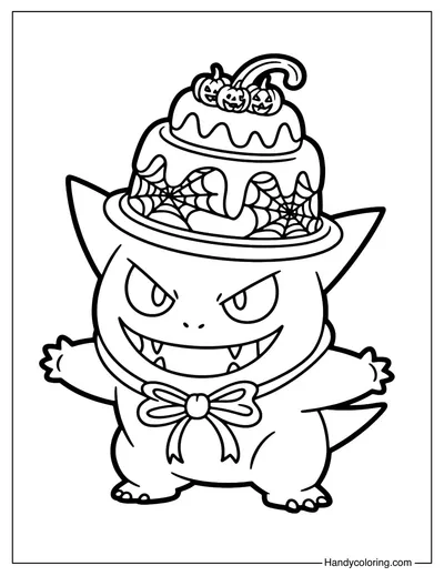 Halloween Candy Hat Gengar Coloring Page