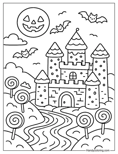 Halloween Candy Kingdom Coloring Page