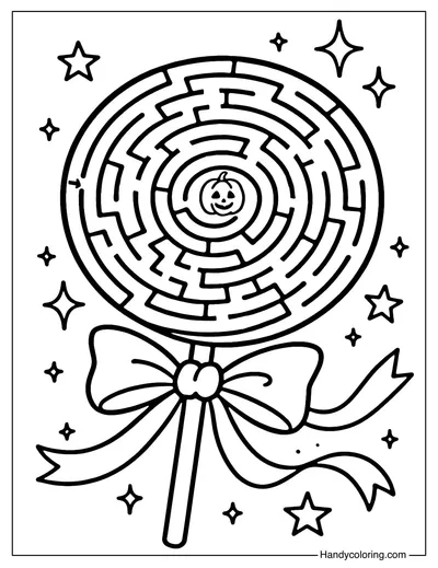 Halloween Candy Maze Coloring Page