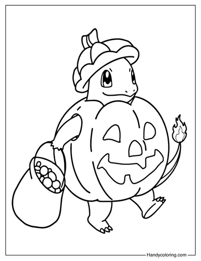 Halloween Charmander Coloring Page