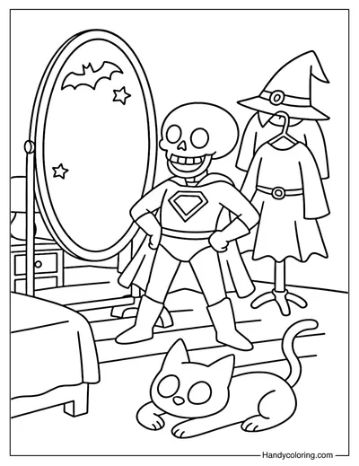 Halloween Costume Skeleton Coloring Page
