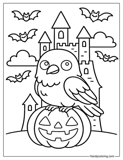 Halloween Crow Coloring Page