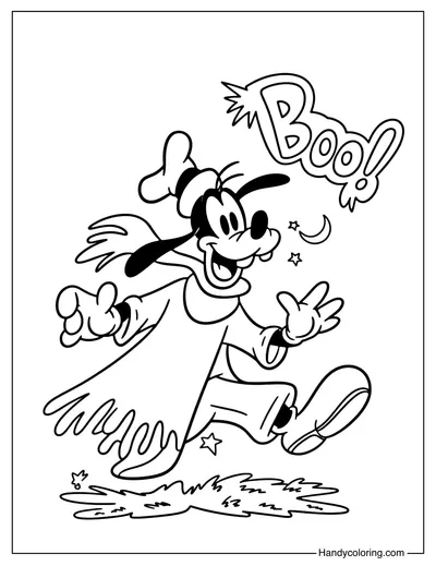 Halloween Goofy Coloring Page