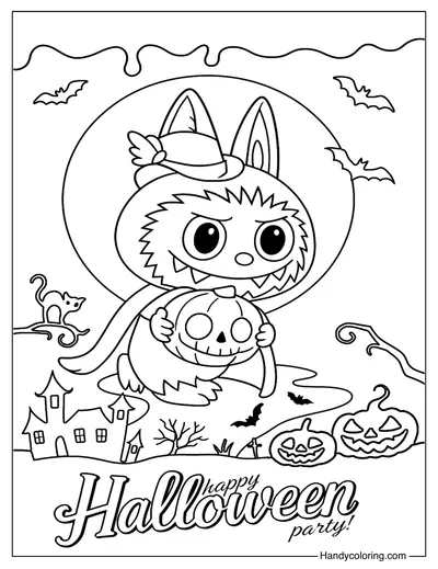 Halloween Labubu Coloring Page