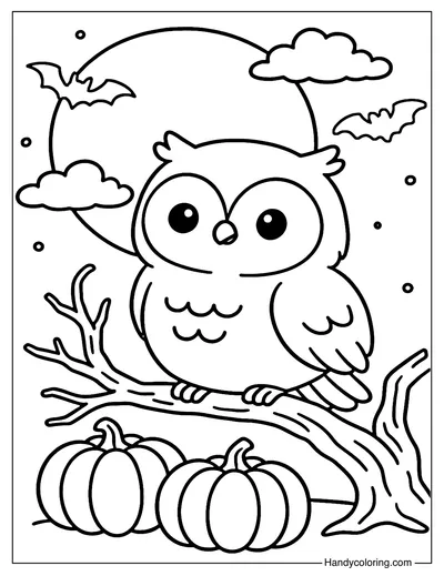 Halloween Night Owl Coloring Page