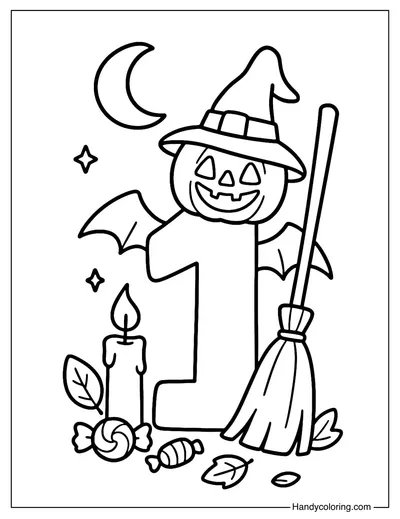 Halloween Number 1 Coloring Page