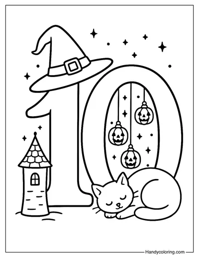 Halloween Number 10 Coloring Page