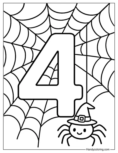 Halloween Number 4 Coloring Page