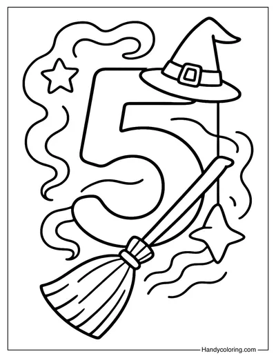 Halloween Number 5 Coloring Page
