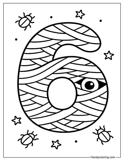 Halloween Number 6 Coloring Page