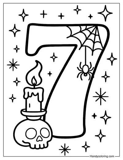 Halloween Number 7 Coloring Page