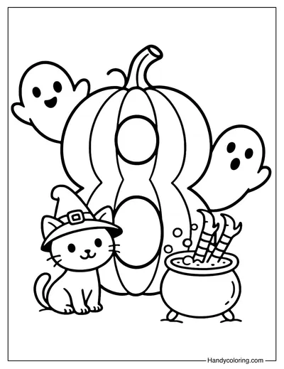 Halloween Number 8 Coloring Page