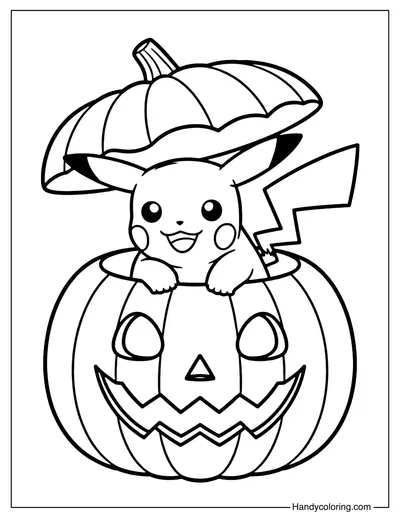 Halloween Pikachu Coloring Page