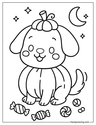 Halloween Puppy Coloring Page