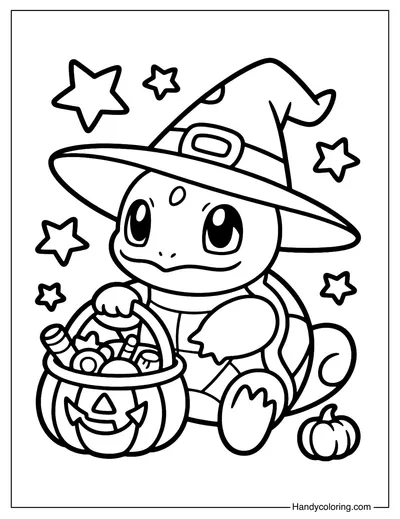 Halloween Squirtle Coloring Page
