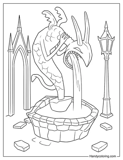 Halloween Town Dragon Fountain