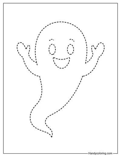 Halloween Tracing Ghost Coloring Page