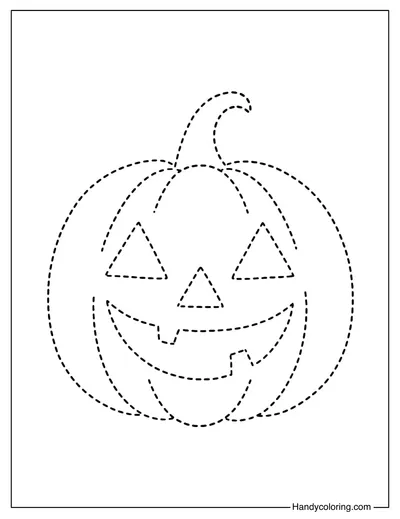 Halloween Tracing Pumpkin Coloring Page
