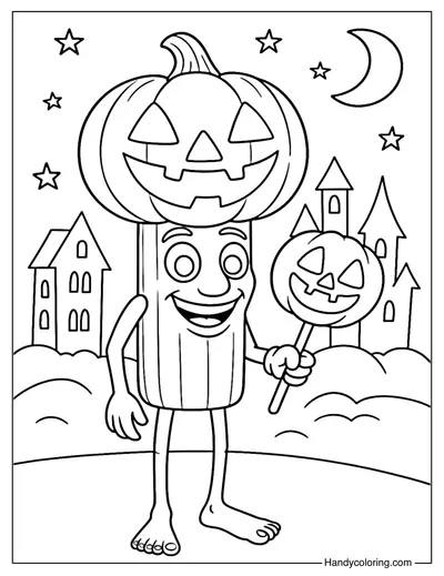 Halloween Tung Tung Tung Sahur Coloring Page