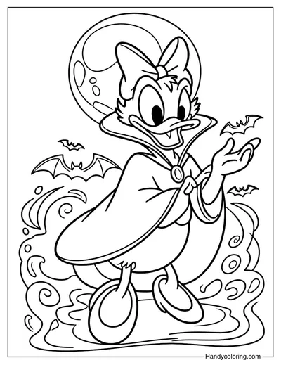 Halloween Vampire Daisy Duck Coloring Page