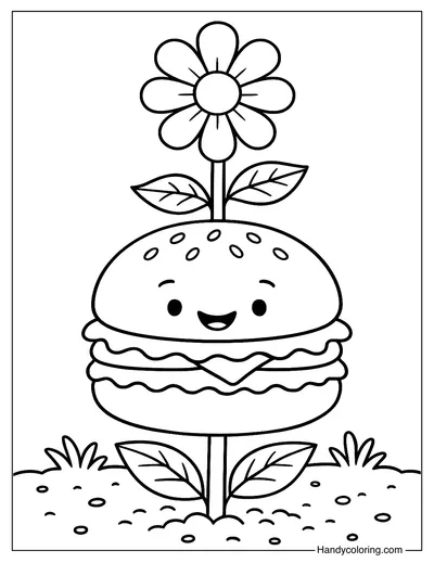 Hamburger Tree Coloring Page