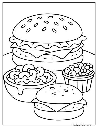 Hamburger with Macaroni and Cheese Coloring