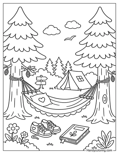 Hammock Between Pine Trees